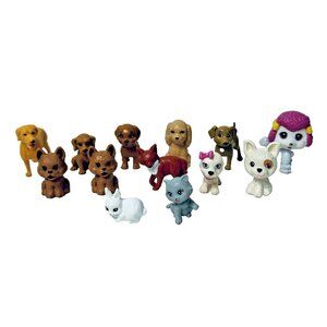 Lot Of 13 Barbie Pet Dogs Puppies Cat White Poodle Bunny Dollhouse Size Animals